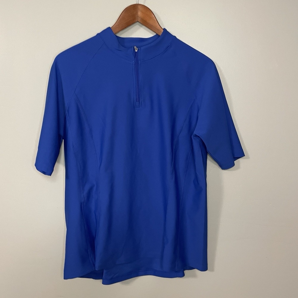 Coolibar UPF 50+ 1/4 Zip Freestyle  Blue Rash Guard Pullover‎ Woman's Large